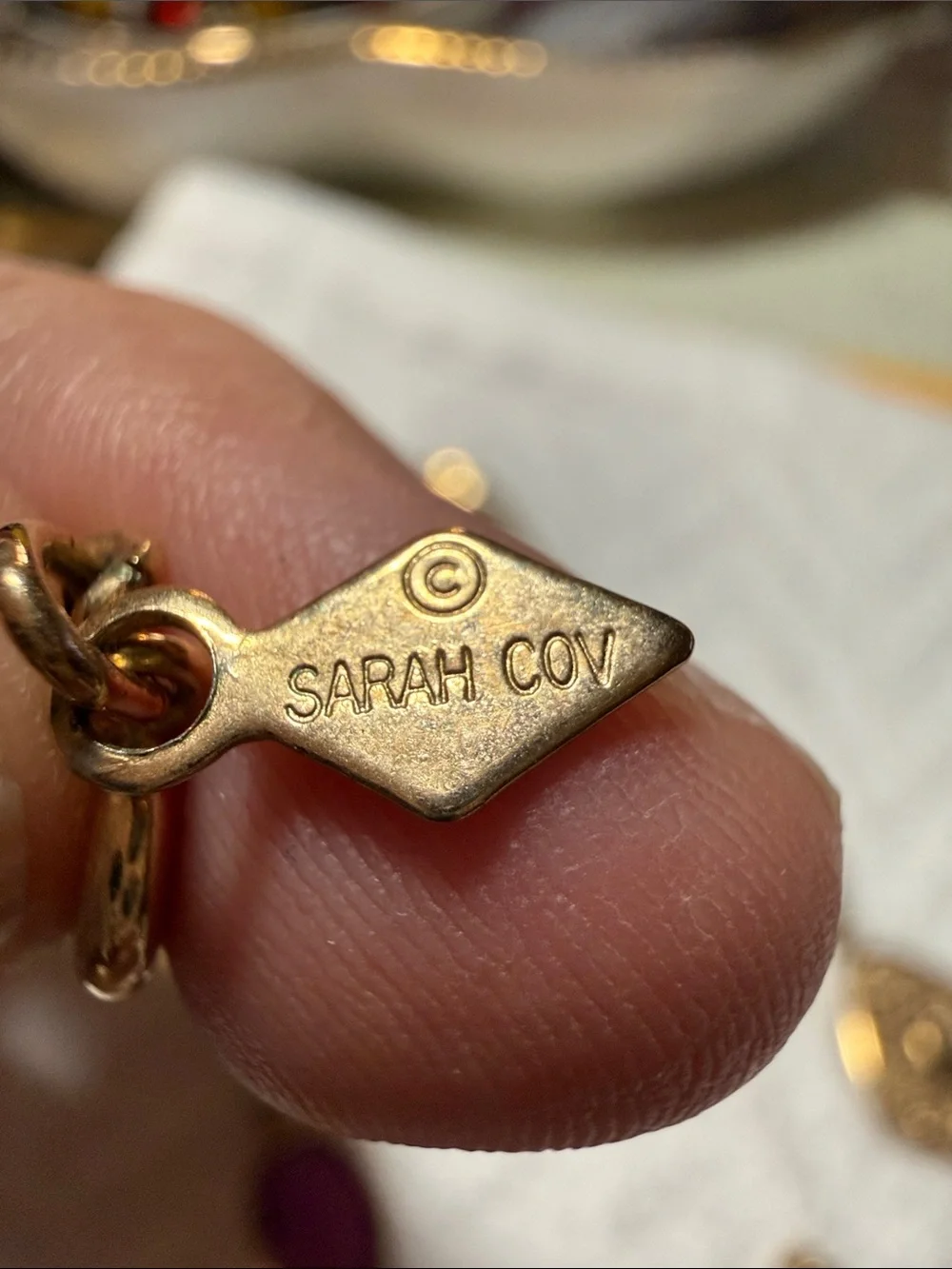 Sarah Coventry Gold-Tone Necklace with Purple Oval Rhinestones